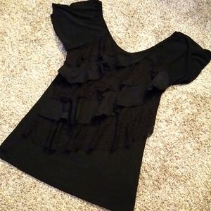 Black Ruffled Top